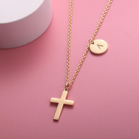 Personalized 18K Gold Plated Cross Necklace - Gift for Women’s Special Moments - Picture 7 of 7